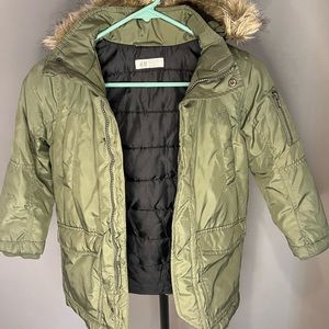 H&M Hunter green hooded coat for boys